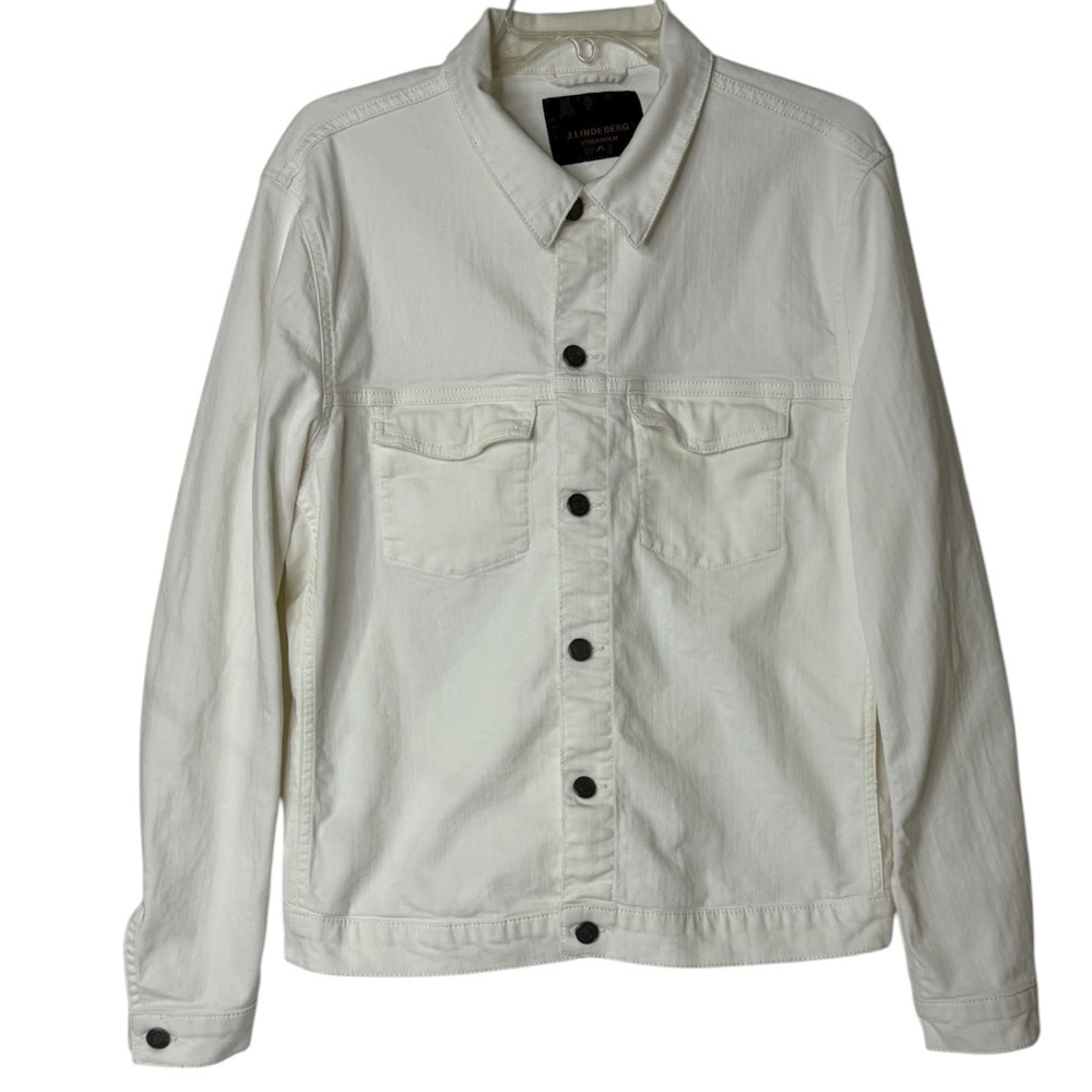 J. Lindeberg Stockholm White Waist Length Denim Jacket Women's Large